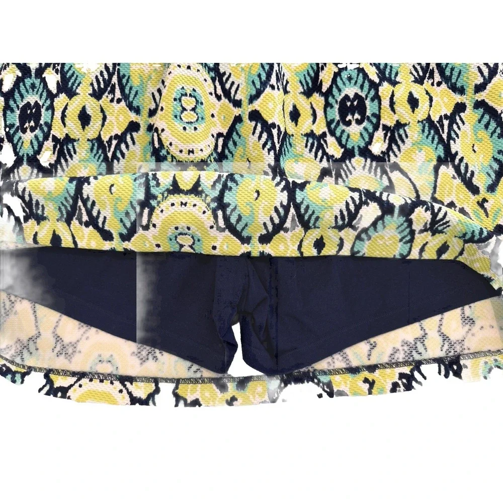Cappagallo Skort Womens XL Blue Yellow Print Elastic‎ Waist Lined Shorts - Picture 6 of 9